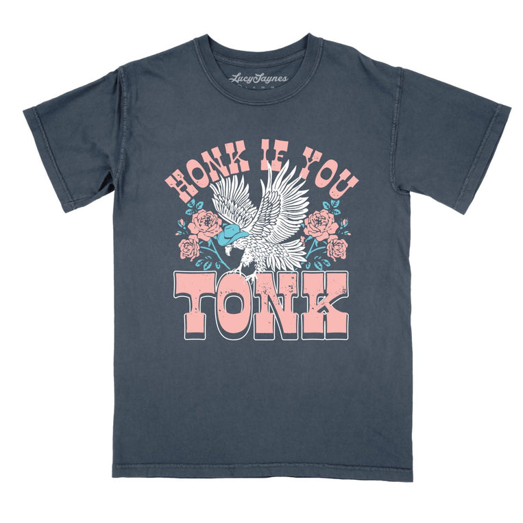 Honk if You Tonk Comfort Colors Graphic Tee - Denim