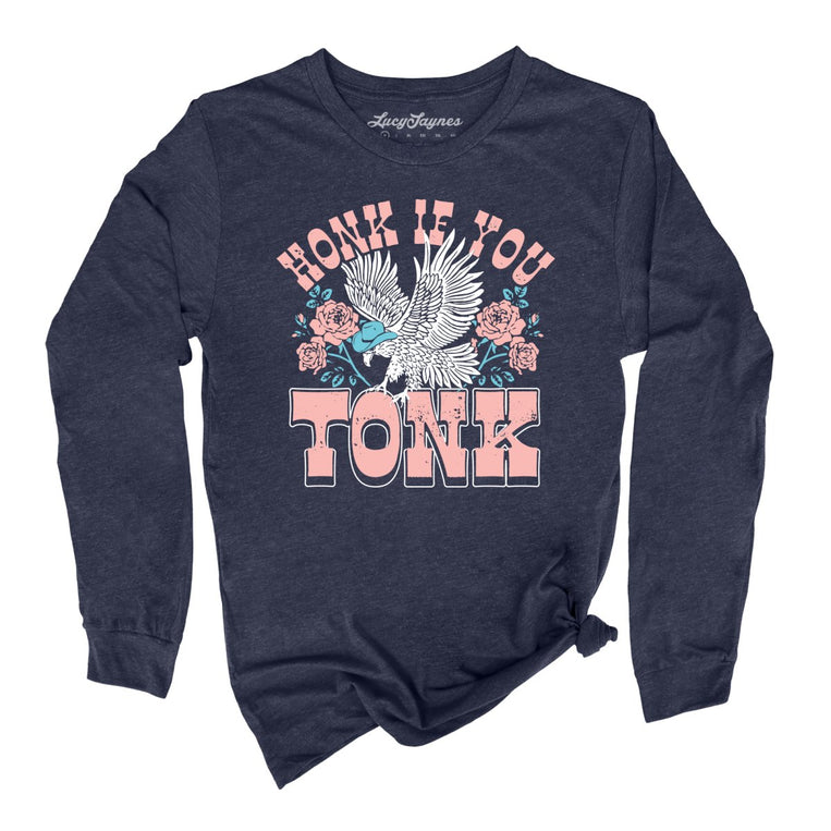 Honk if You Tonk Graphic Long Sleeve Tee - Heather Navy