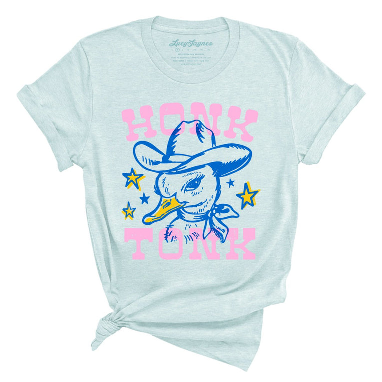 Honk Tonk Graphic Tee - Heather Ice Blue
