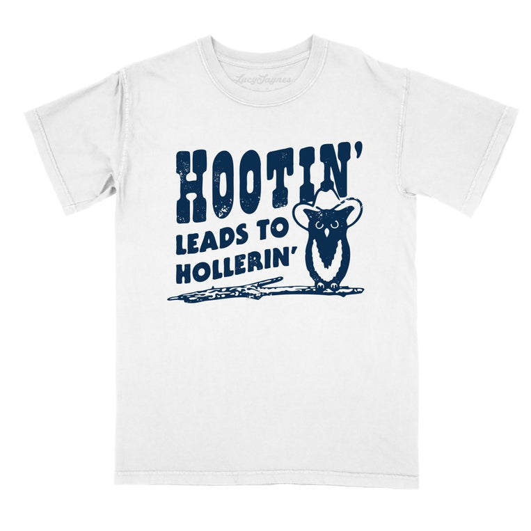 Hootin' Leads to Hollerin' Comfort Colors Graphic Tee - White