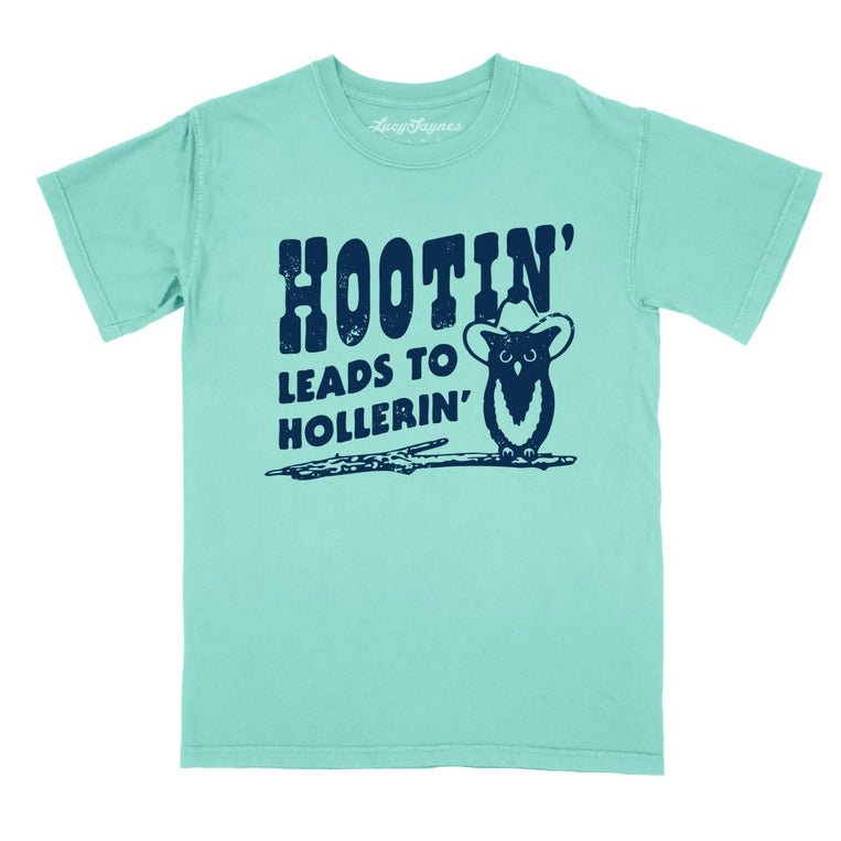 Hootin' Leads to Hollerin' Comfort Colors Graphic Tee - Chalky Mint