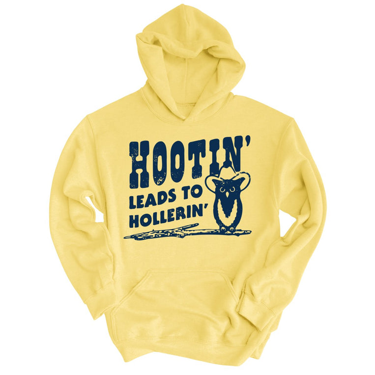 Hootin' Leads to Hollerin' Graphic Hoodie - Light Yellow