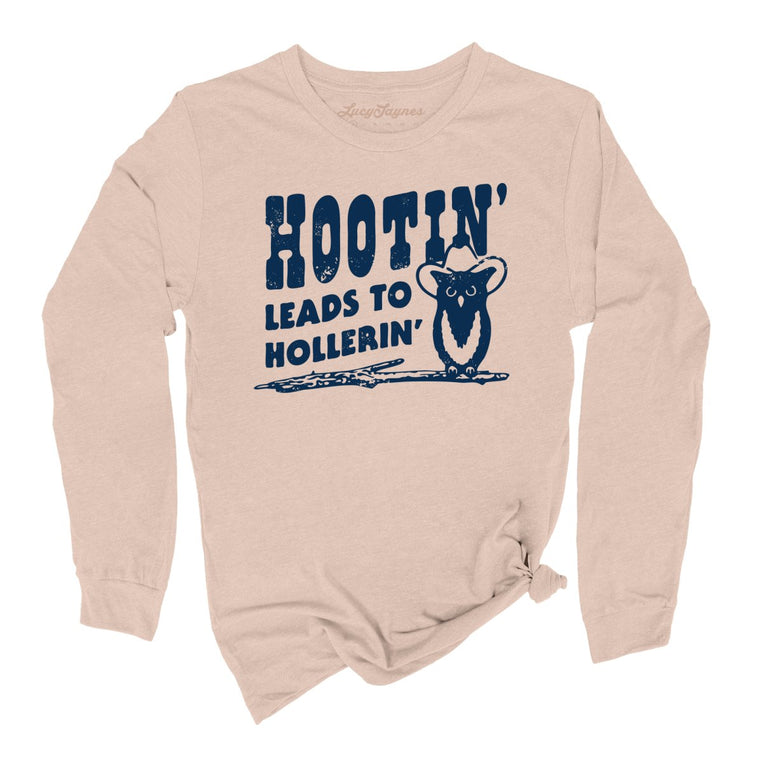Hootin' Leads to Hollerin' Graphic Long Sleeve Tee - Sand Dune