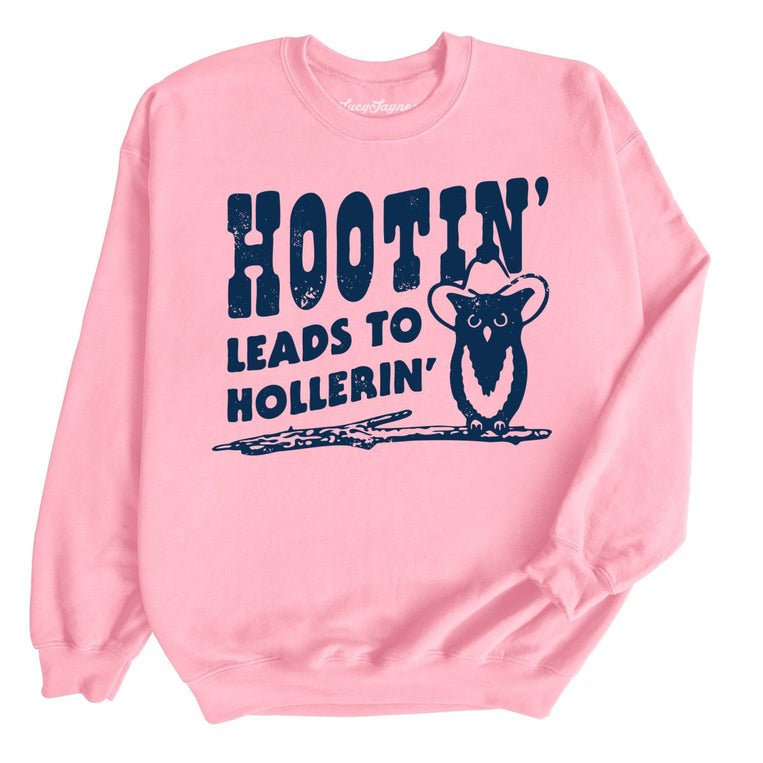 Hootin' Leads to Hollerin' Graphic Sweatshirt - Light Pink