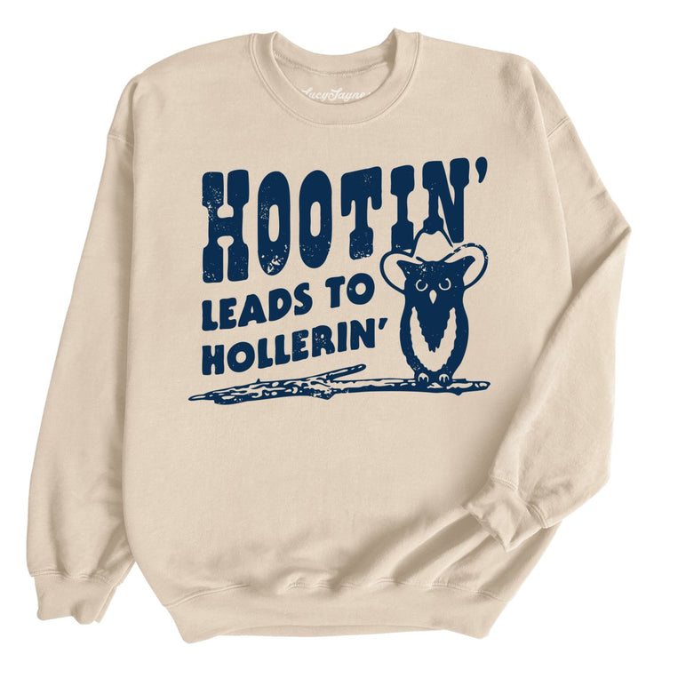 Hootin' Leads to Hollerin' Graphic Sweatshirt - Sand