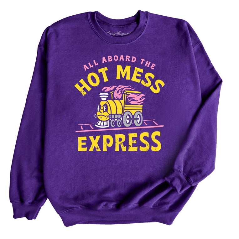 Hot Mess Express Graphic Sweatshirt - Purple
