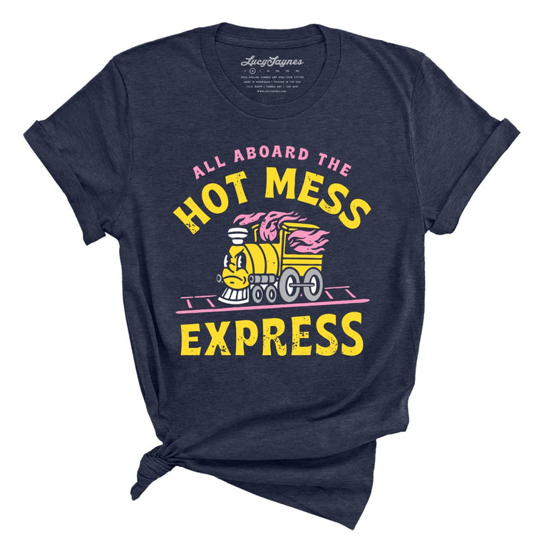 Hot Mess Express Graphic Tee - Heather Midnight Navy