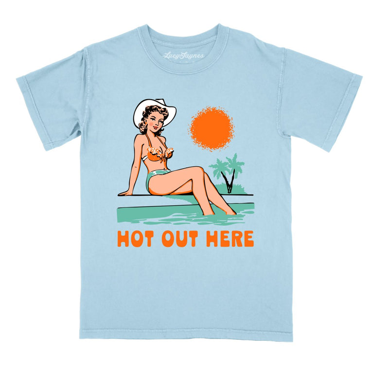 Hot Out Here Comfort Colors Graphic Tee - Chambray