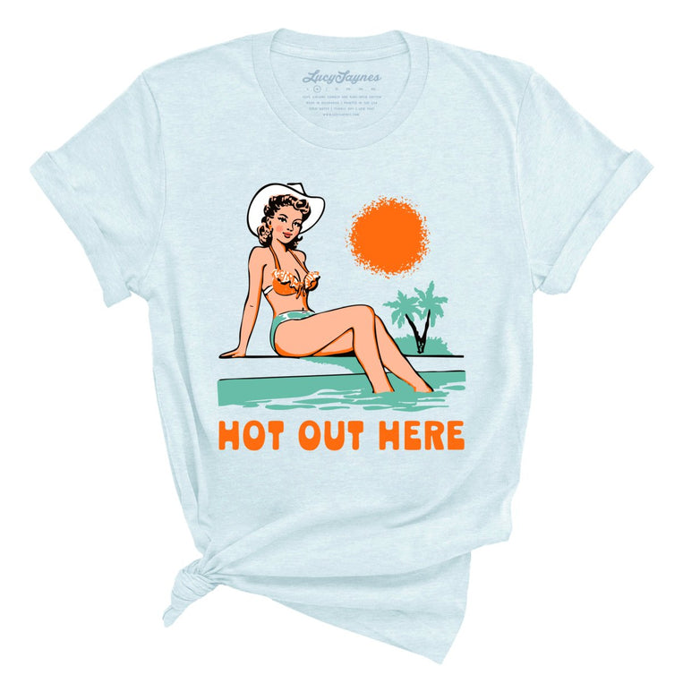 Hot Out Here Graphic Tee - Heather Ice Blue