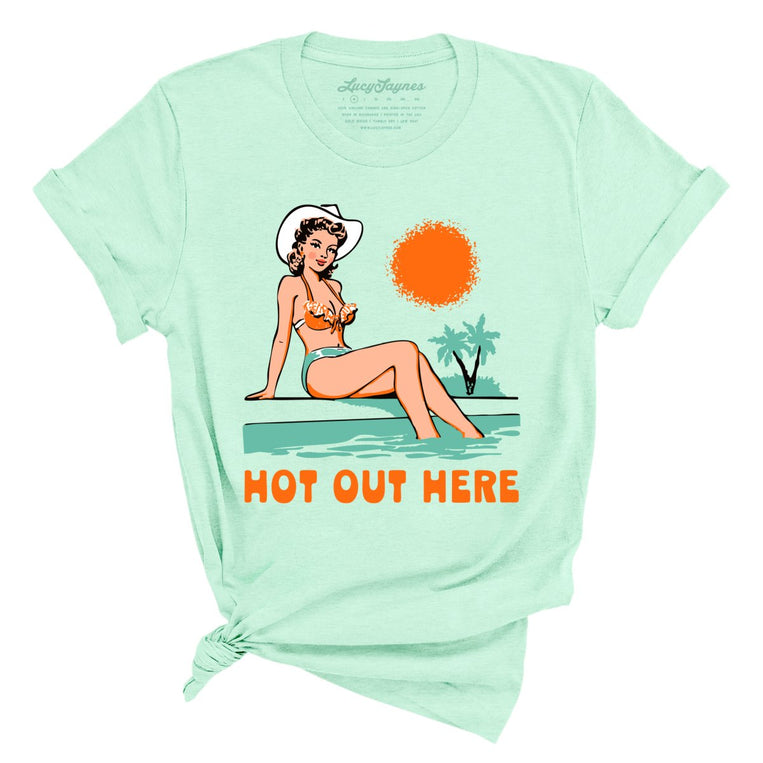 Hot Out Here Graphic Tee - Heather Mint