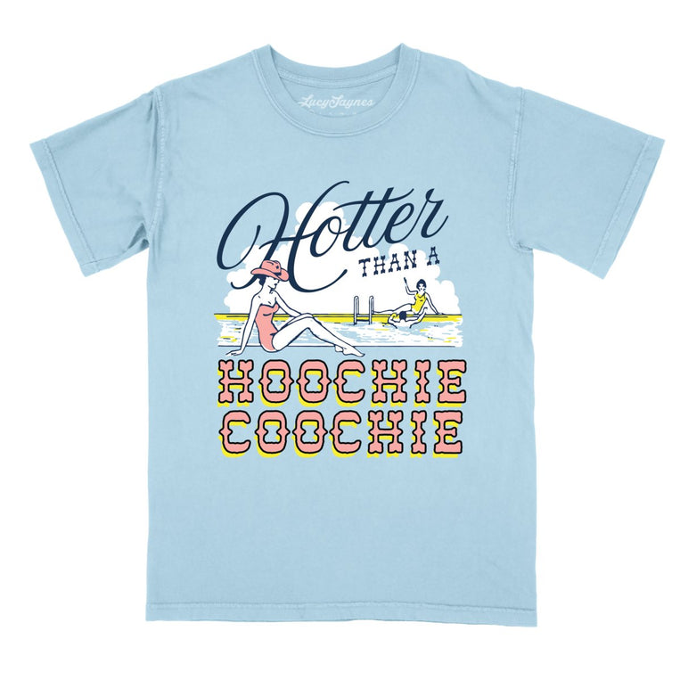 Hotter Than a Hoochie Coochie Comfort Colors Graphic Tee - Chambray