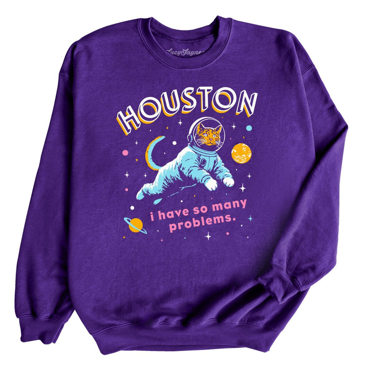 Houston I Have So Many Problems Graphic Sweatshirt - Purple