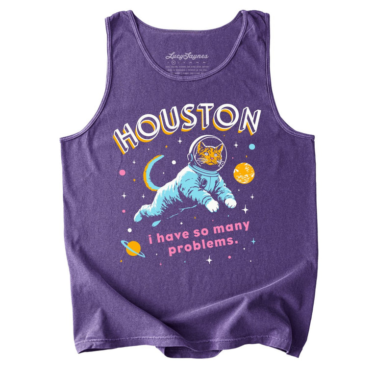 Houston I Have So Many Problems Comfort Colors Graphic Tank Top - Grape
