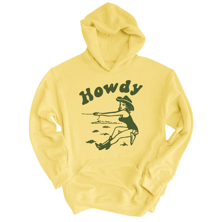 Howdy Cowgirl Graphic Hoodie - Light Yellow