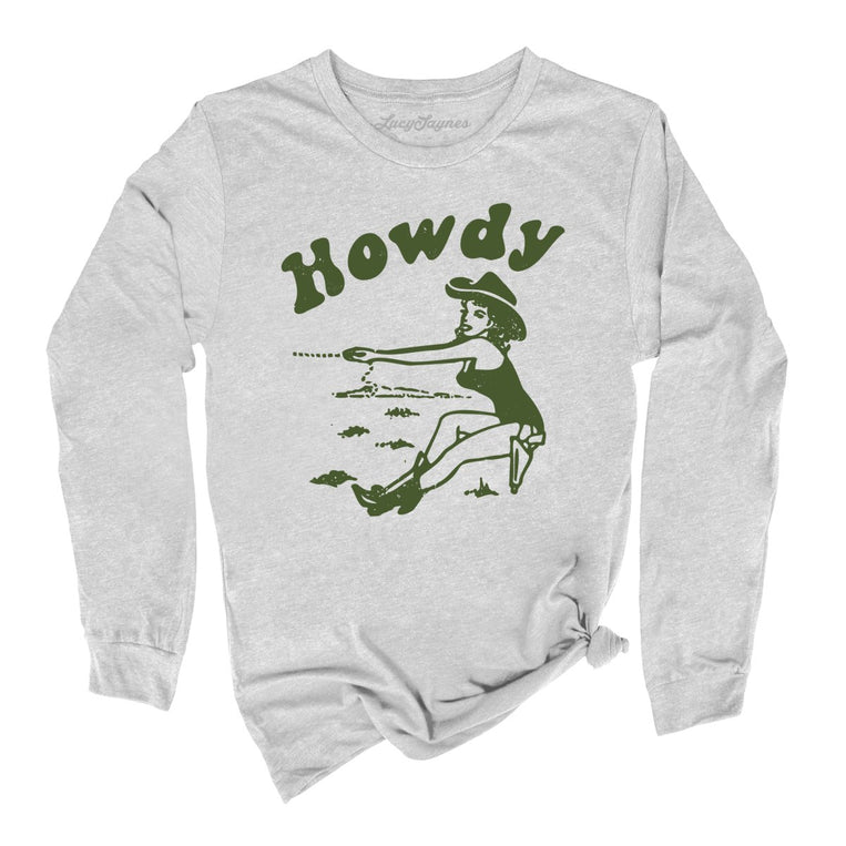 Howdy Cowgirl Graphic Long Sleeve Tee - Athletic Heather