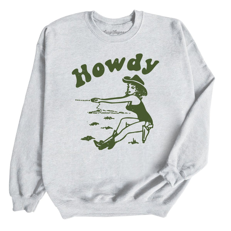 Howdy Cowgirl Graphic Sweatshirt - Ash