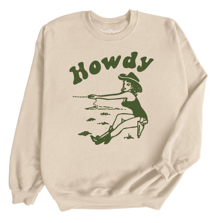 Howdy Cowgirl Graphic Sweatshirt - Sand