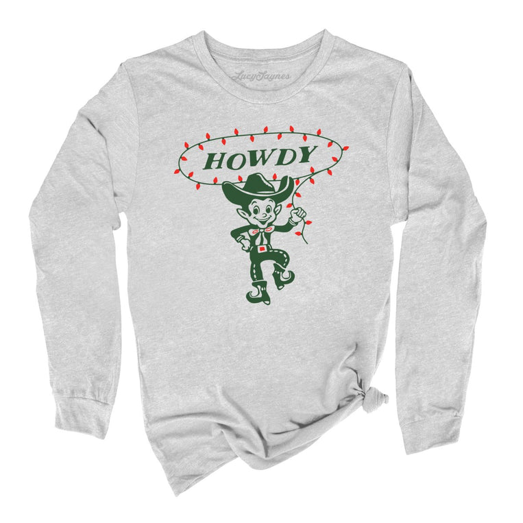 Howdy Elf Graphic Long Sleeve Tee - Athletic Heather