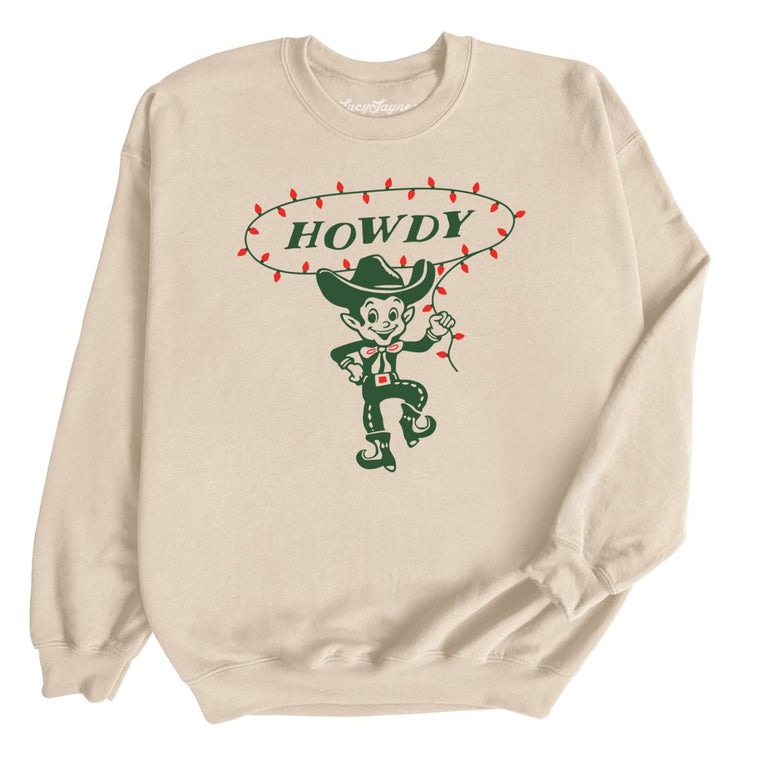 Howdy Elf Graphic Sweatshirt - Sand