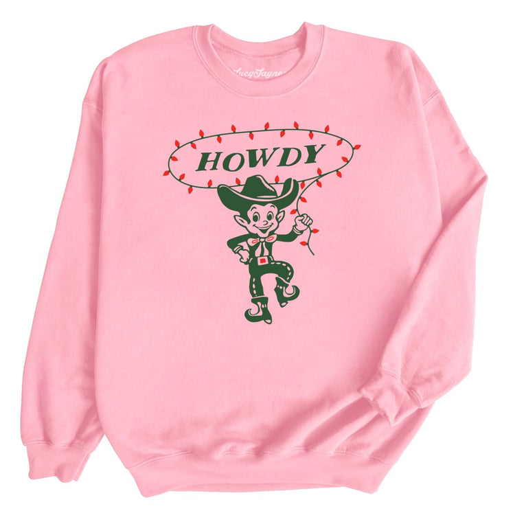 Howdy Elf Graphic Sweatshirt - Light Pink