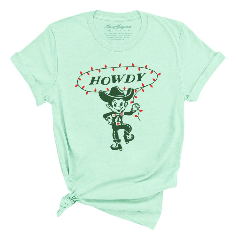 Howdy Elf Graphic Tee - Heather Mint
