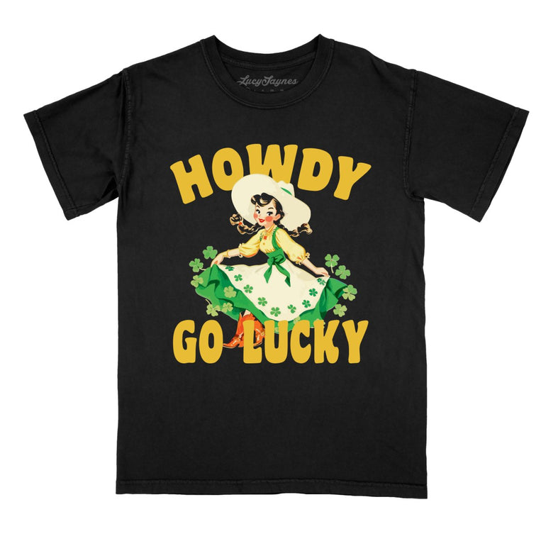 Howdy Go Lucky Comfort Colors Graphic Tee - Black