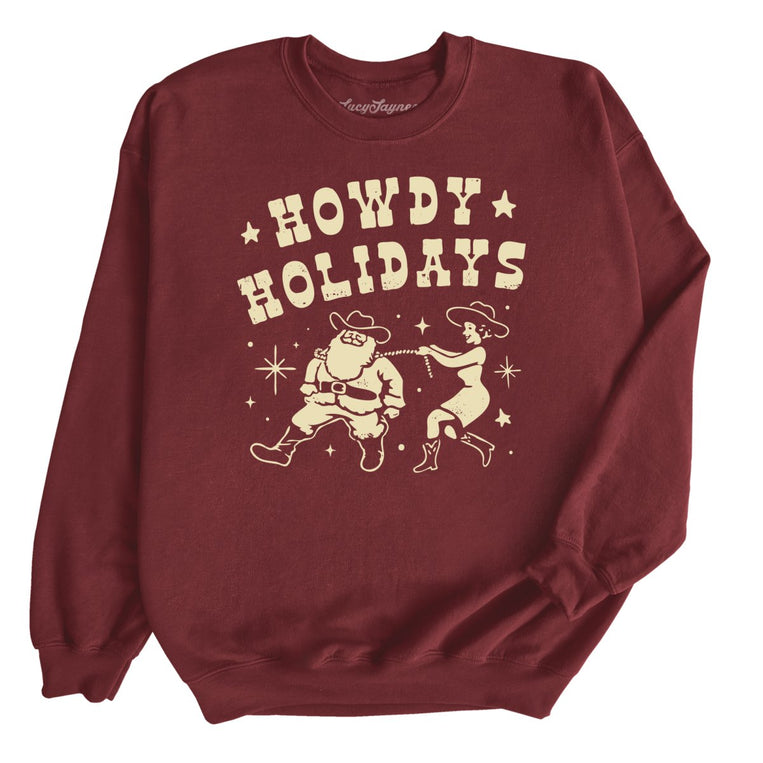 Howdy Holidays Graphic Sweatshirt - Maroon