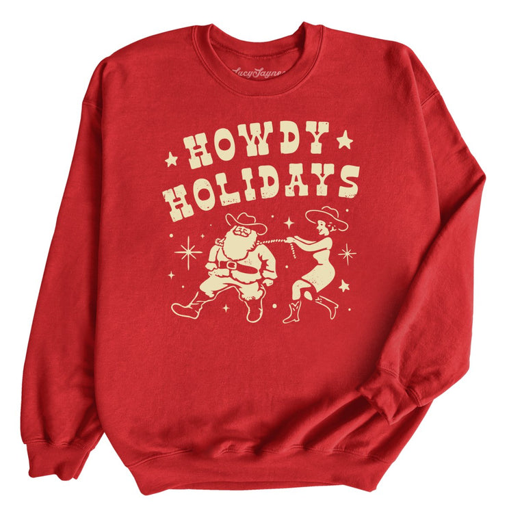 Howdy Holidays Graphic Sweatshirt - Red