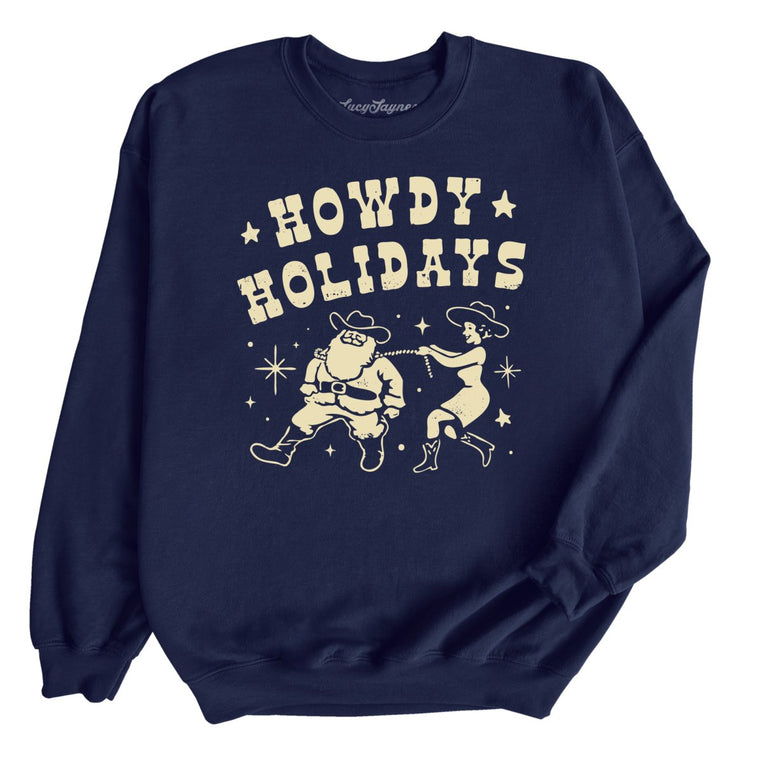 Howdy Holidays Graphic Sweatshirt - Navy