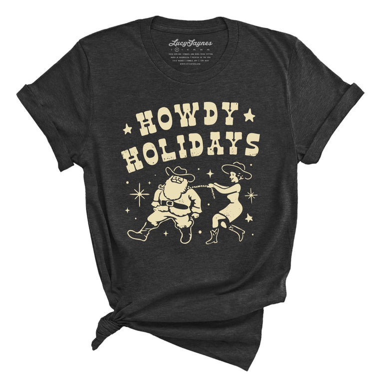 Howdy Holidays Graphic Tee - Dark Grey Heather