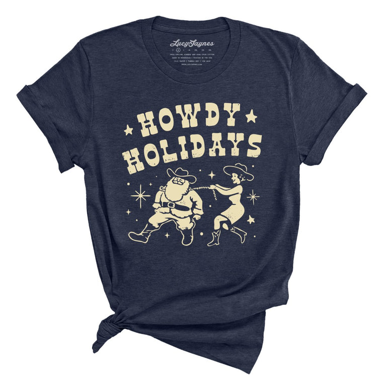 Howdy Holidays Graphic Tee - Heather Midnight Navy