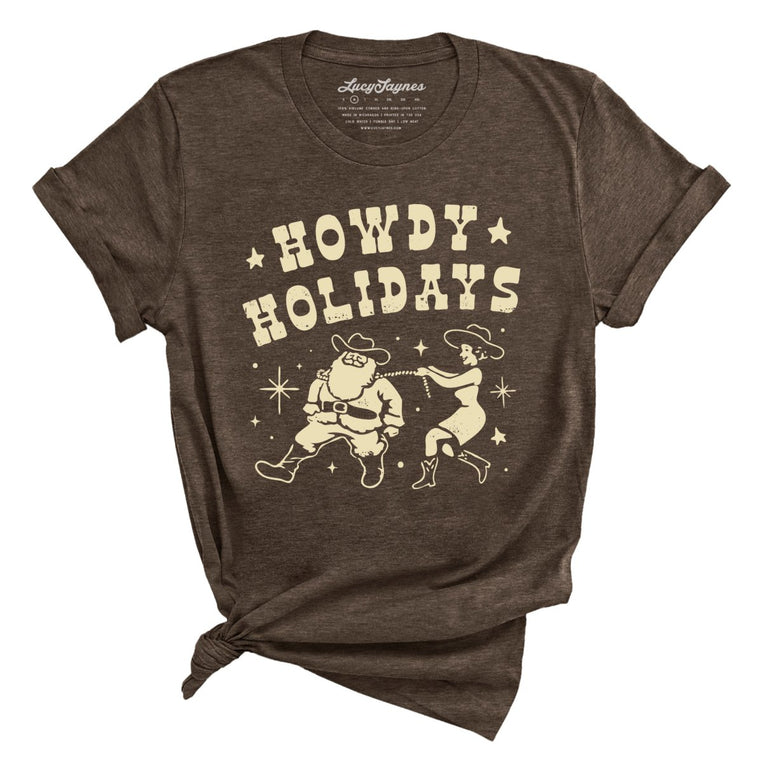 Howdy Holidays Graphic Tee - Heather Brown