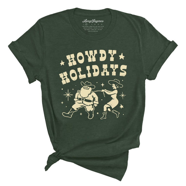 Howdy Holidays Graphic Tee - Heather Forest