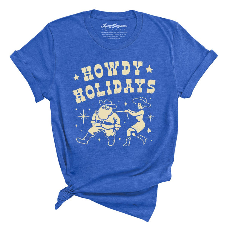 Howdy Holidays Graphic Tee - Heather True Royal