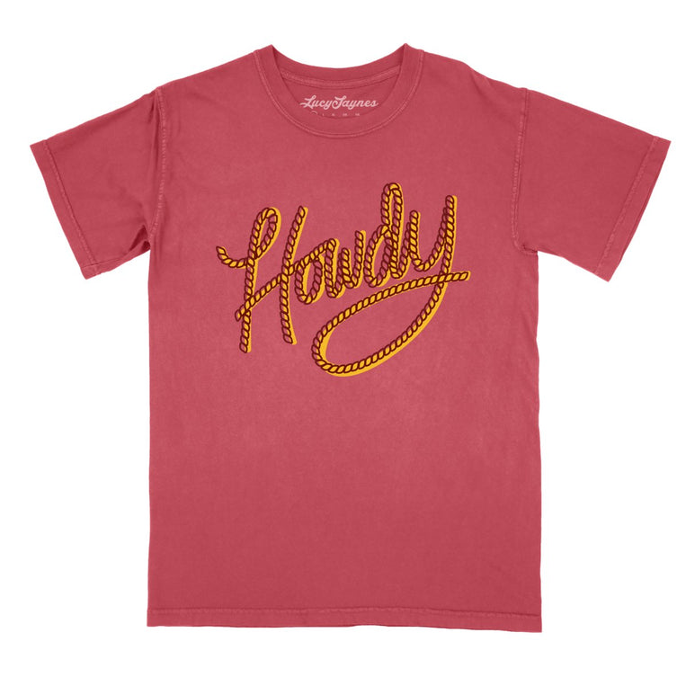 Howdy Rope Comfort Colors Graphic Tee - Crimson