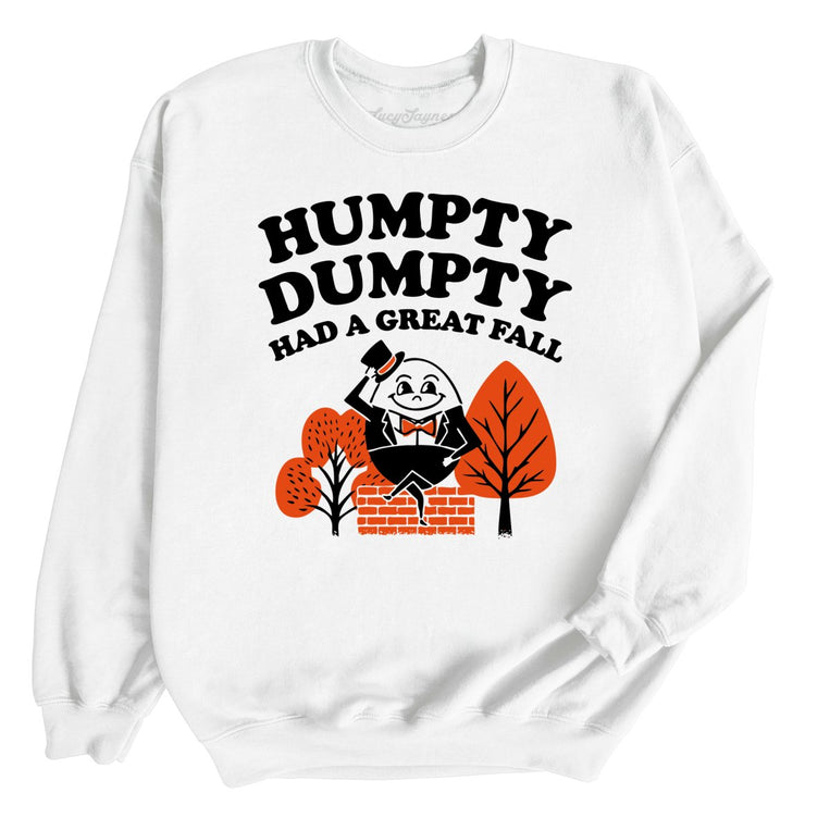 Humpty Dumpty Had A Great Fall Graphic Sweatshirt - White