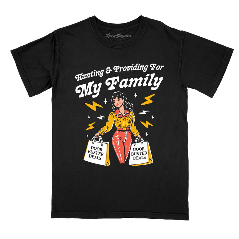 Hunting And Providing For My Family Comfort Colors Graphic Tee - Black
