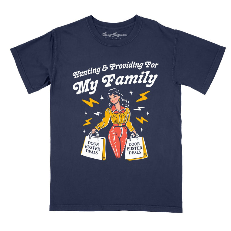 Hunting And Providing For My Family Comfort Colors Graphic Tee - True Navy