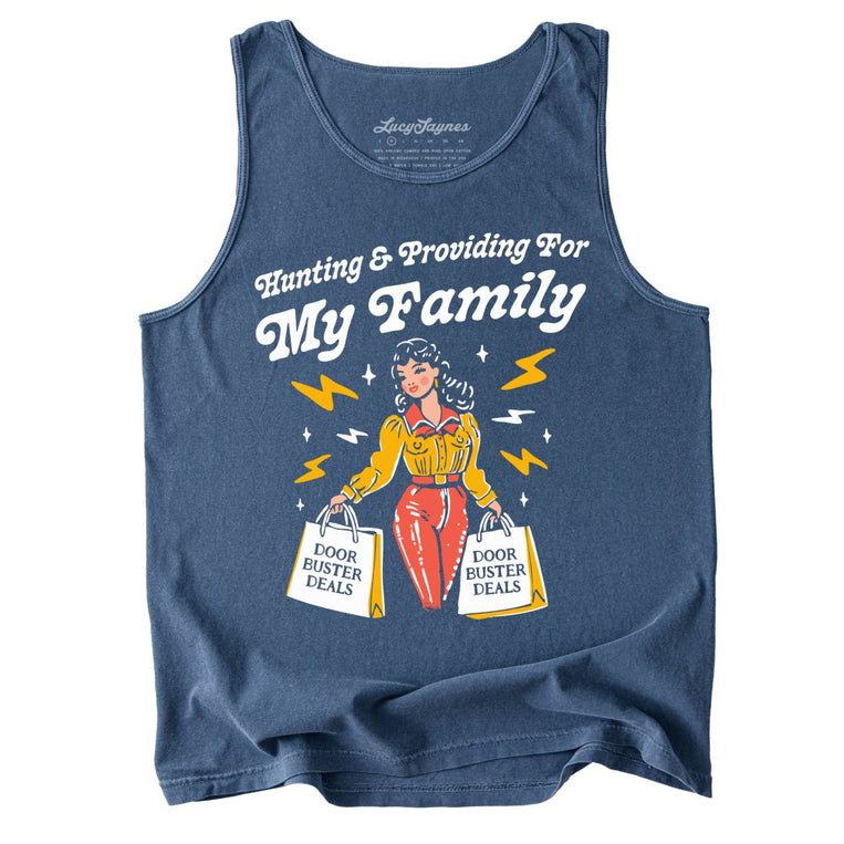 Hunting And Providing For My Family Comfort Colors Graphic Tank Top - Denim