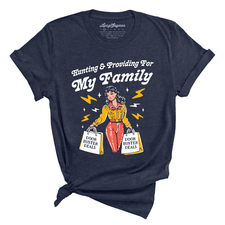 Hunting And Providing For My Family Graphic Tee - Heather Midnight Navy