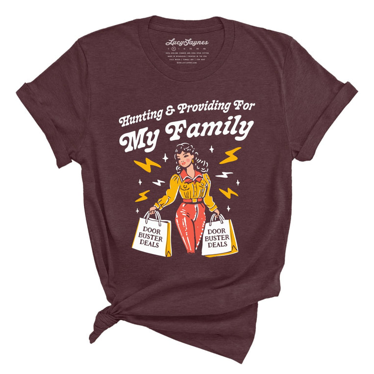 Hunting And Providing For My Family Graphic Tee - Heather Maroon
