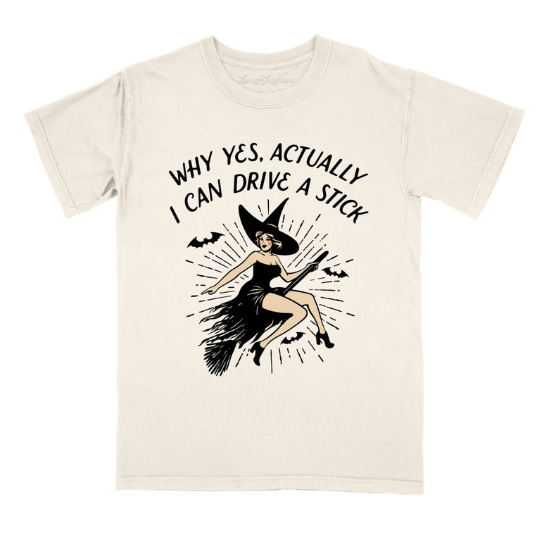 I Can Drive a Stick Comfort Colors Graphic Tee - Ivory