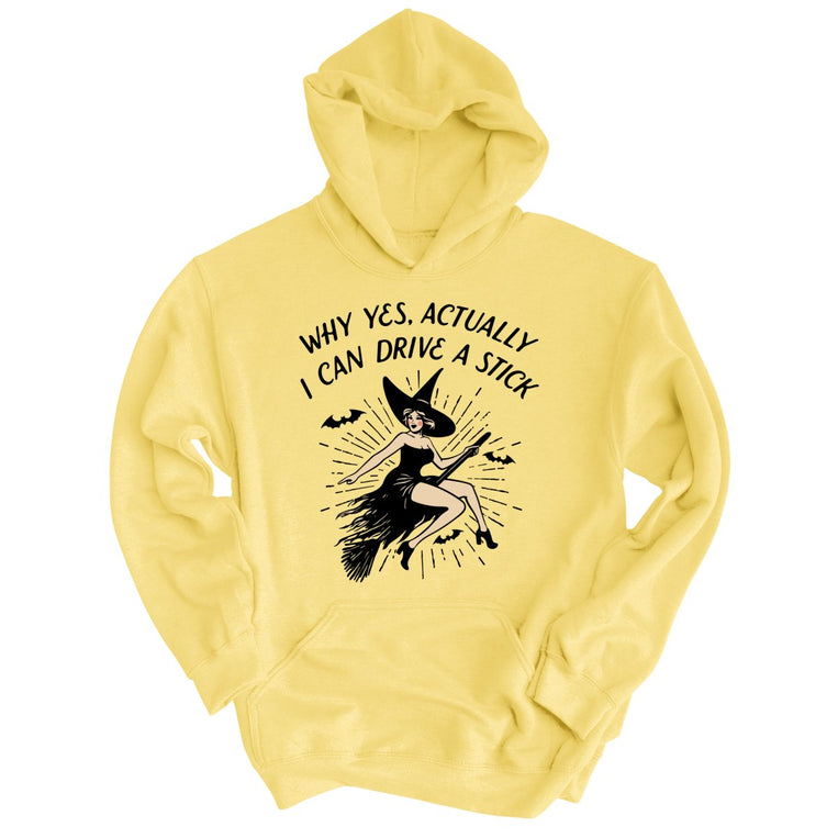 I Can Drive a Stick Graphic Hoodie - Light Yellow