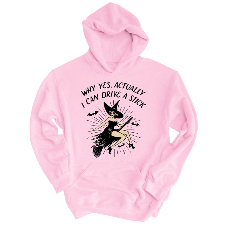 I Can Drive a Stick Graphic Hoodie - Light Pink