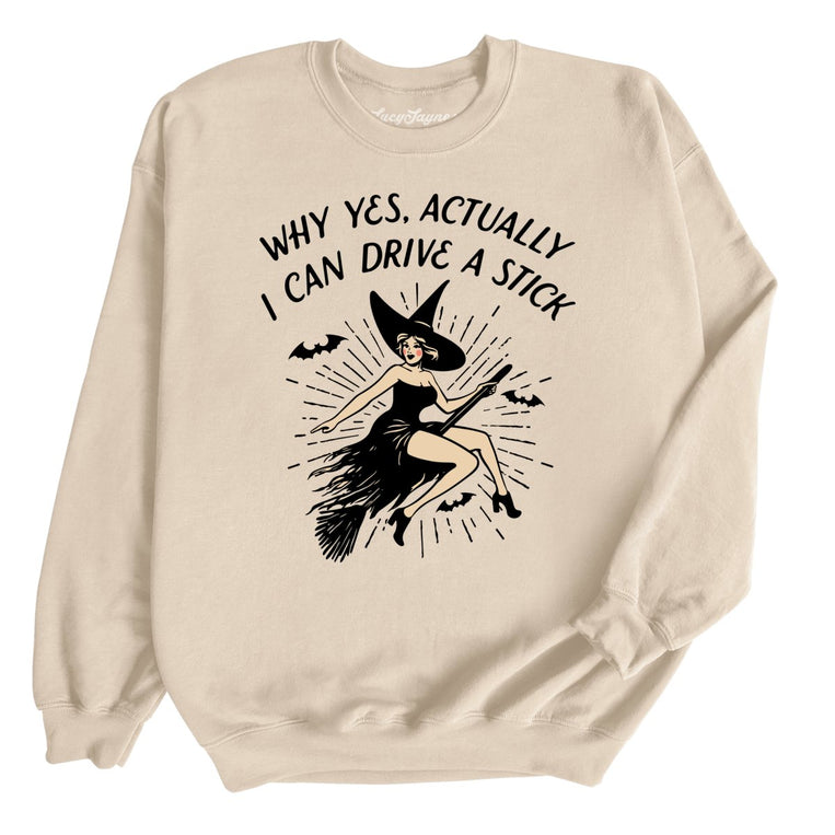 I Can Drive a Stick Graphic Sweatshirt - Sand