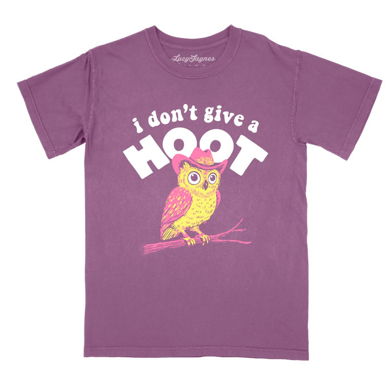 I Don't Give A Hoot Comfort Colors Graphic Tee - Berry