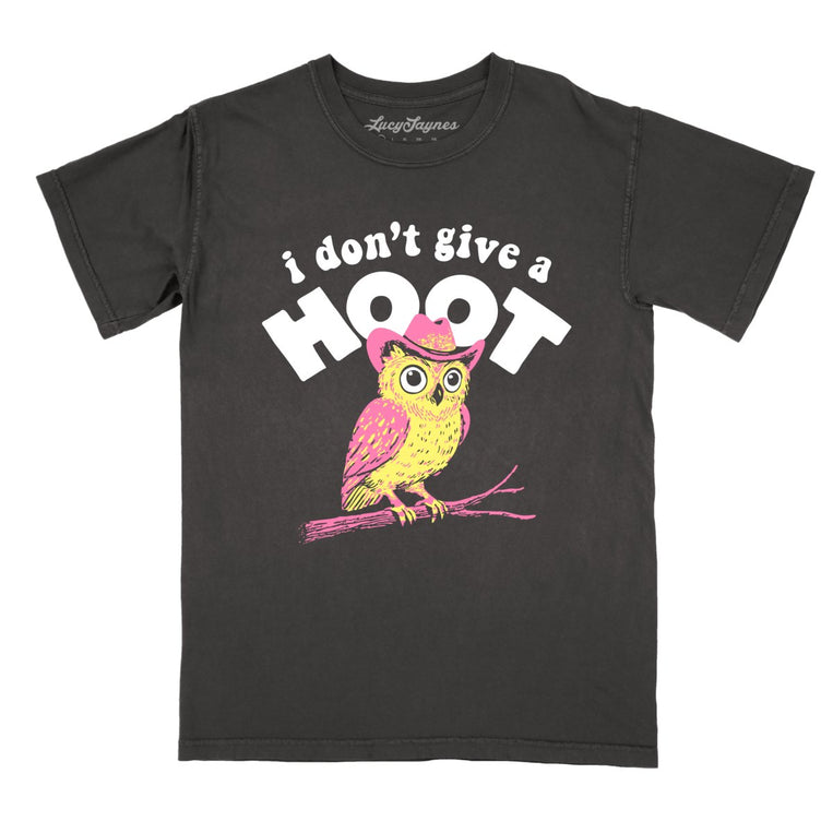 I Don't Give A Hoot Comfort Colors Graphic Tee - Pepper