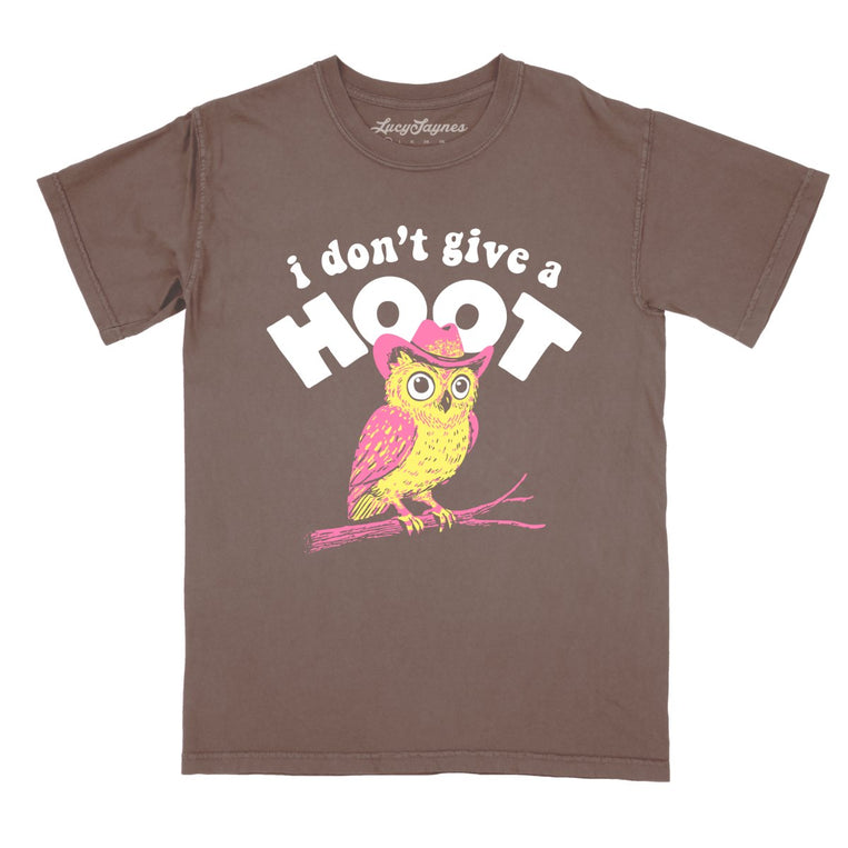 I Don't Give A Hoot Comfort Colors Graphic Tee - Espresso