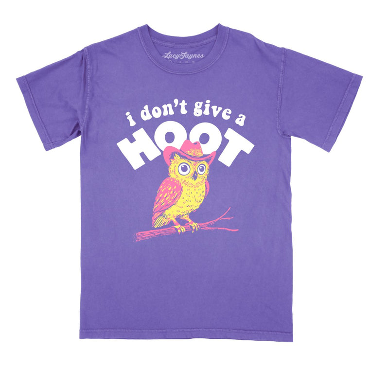 I Don't Give A Hoot Comfort Colors Graphic Tee - Violet