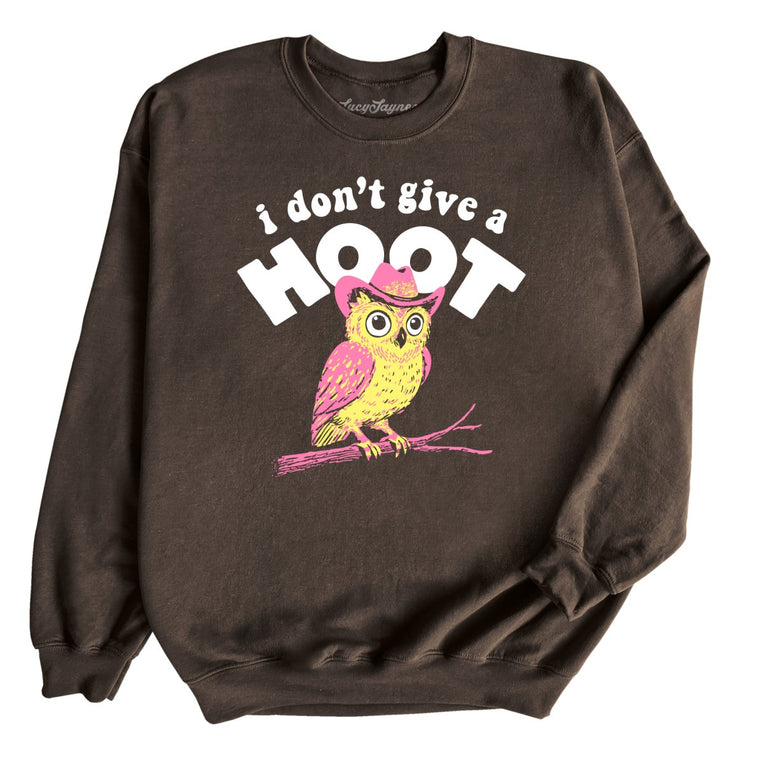 I Don't Give A Hoot Graphic Sweatshirt - Dark Chocolate